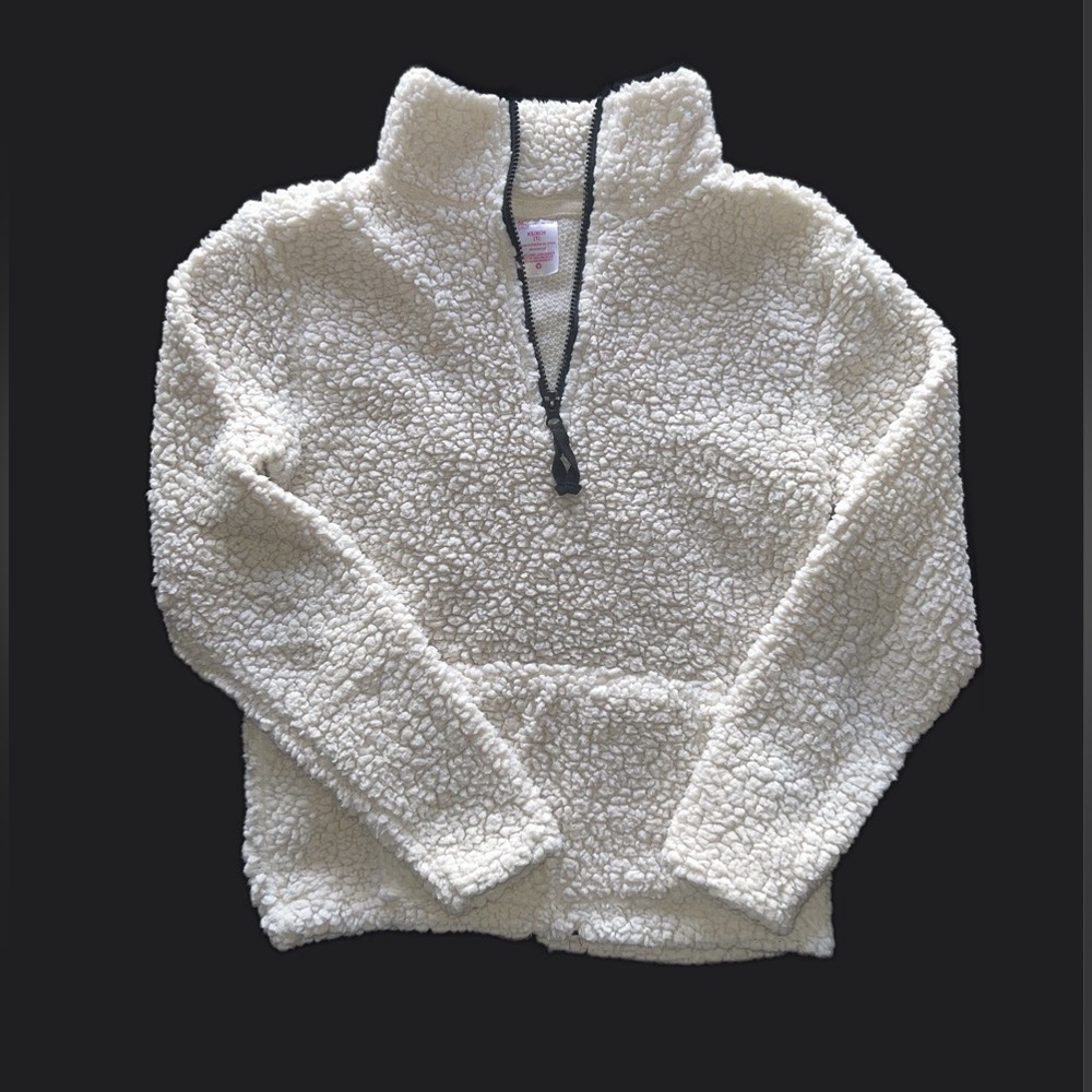 White No Boundaries Plush Pullover Half Zip Hoodie